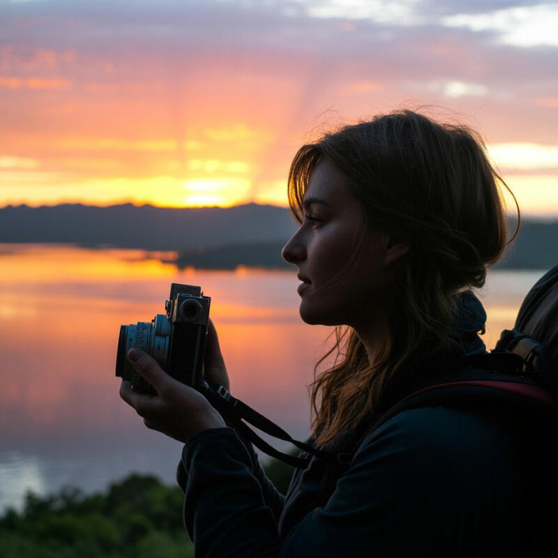 Backpacker overlooking Victoria Falls. "Stay protected with comprehensive travel insurance plans."